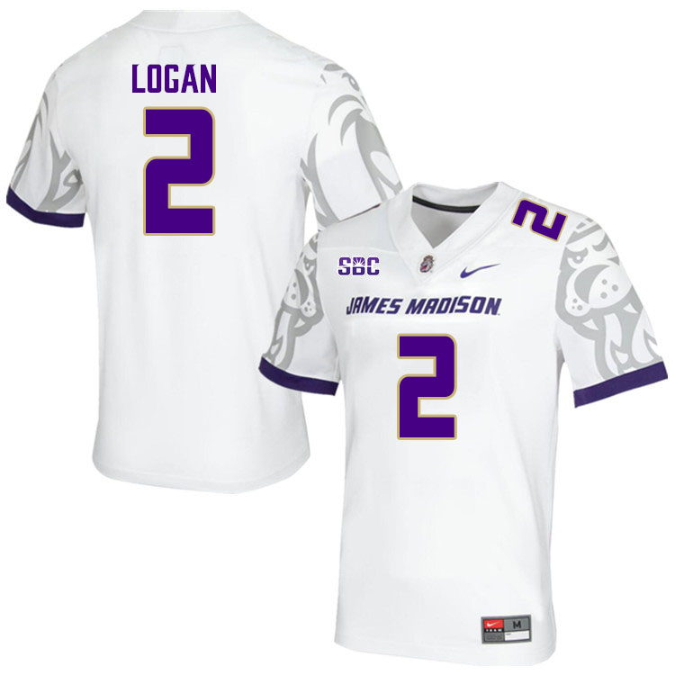 Men-Youth #2 Chauncey Logan James Madison Dukes College Football Jerseys Stitched Sale-White